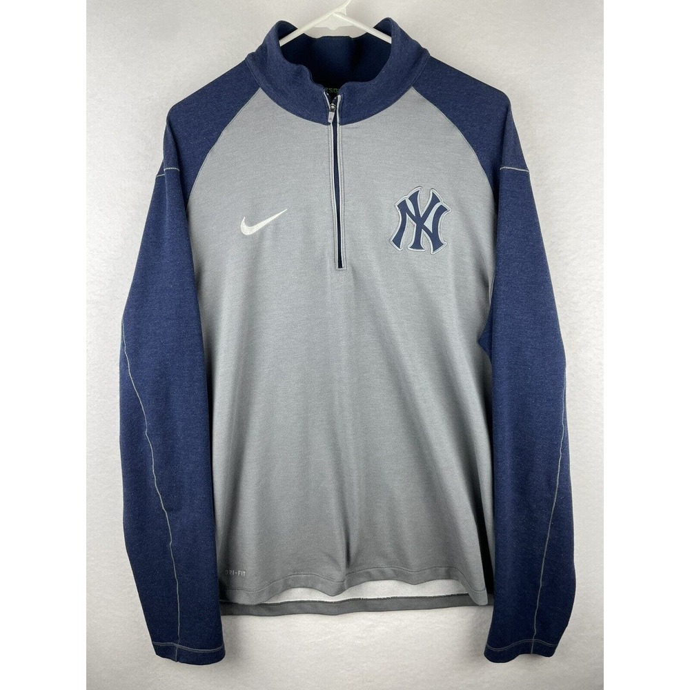 Nike Dri Fit New York Yankees Men's Large 1/4 Zip Pullover Navy/Gray MLB